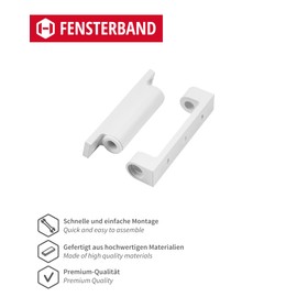 Gedotec Hinges, window tape, 1 piece, door hinges, renovation tape, 20 x 75 mm, plastic, white, window hinge for screwing on, screw-on tape, door hinges for wooden doors and windows