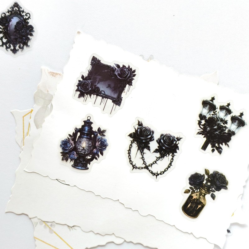 Dark Rose Stickers - 56 Pcs Clear PET