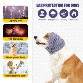 Dog Calming Headband Hoodie Ear Wraps for Dogs Noise Protection, Dog Ear Covers for Anxiety Relief Noise Canceling, Dog Headband Dog Ear Muffs Head Warp for Grooming Drying Bathing Purple Small