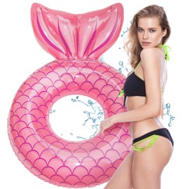 Schwimming3 Inflatable Swimming Ring Adult Large Swimming Ring Toys in Mermaid Tail Shape, Pool Swimming Ring XXL, Permanent Pool Ring, Summer Pool Water