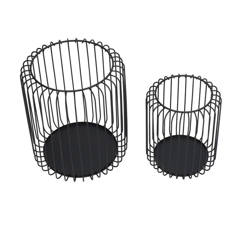 Cage Candleholder Set Matte Black Metal Cylinder Modern Simple Bird