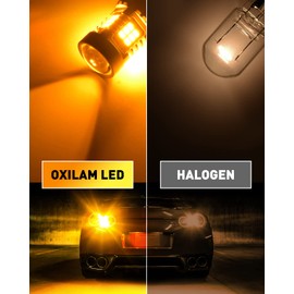 OXILAM 7440 LED Bulbs Amber Yellow 4000LM for Turn Signal Lights with Build-in Load Resistor CANBUS Error Free T20 7440NA 7441 W21W WY21W Blinker Bulb Replacement (2PCS)