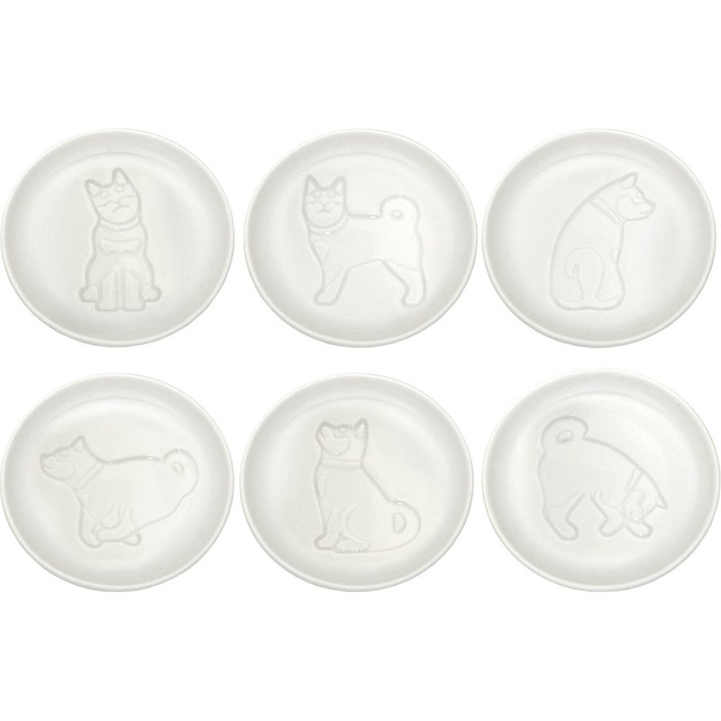 Small "Dog" Ceramic Plate for Dipping Sauce - Carved Design