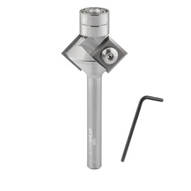 Ultra-Shear Chamfer Router Bits, 1/4 Shank, 45 Degree, Twin Pilot Bearings, Replaceable Carbide Inserts, USA Made, Bevel Edge Forming - US2112-45ICH