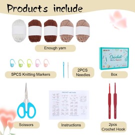 FREEBLOSS Crochet Bag Kit for Beginners Crochet Granny Square Bag Women Tote Bag Kit with Step-by-Step Video Tutorials Knitting Kit for Adults