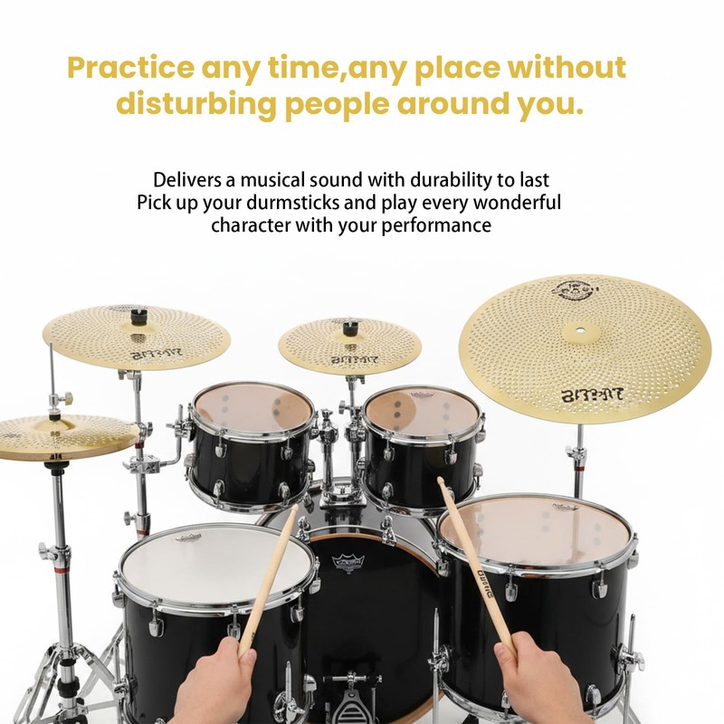 Low Volume Cymbal Pack,5 Pieces Set -14" Hi-Hats, 16" Crash,