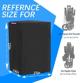 Rilime Wagon Cover Compatible with Jeep Wagon Stroller (Cover Only),Waterproof 420D Cover for Jeep Wagon Sport All-Terrain (25''L x 14" W x 32" H)