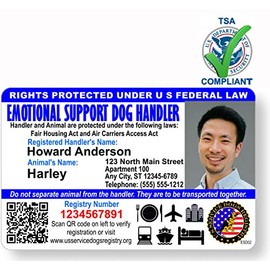 Just 4 Paws Custom Holographic QR Code Emotional Support Dog ID Card with Registration to Service Dogs Registry with Strap - Landscape Style (Emotional Support Dog Handler Photo ID)