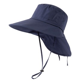 TOP-EX XL/XXL Sun Hats Women UPF 50+ Cotton Summer Hats Ladies Wide Brim Sunhats with Neck Protection Outdoor Gardening Hats Packable Adjustable Navy Blue Large