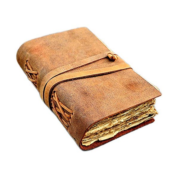 Vintage leather journal - Deckle Edge Rustic Paper - Best