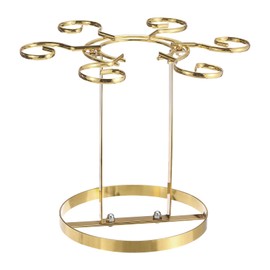uxcell Countertop Wine Glass Holder, Freestanding Wine Glass Rack with 6 Hooks, Metal Stemware Holder Stand for Bar, Kitchen Home Storage (Gold 265x230mm)