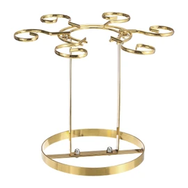 uxcell Countertop Wine Glass Holder, Freestanding Wine Glass Rack with 6 Hooks, Metal Stemware Holder Stand for Bar, Kitchen Home Storage (Gold 265x230mm)