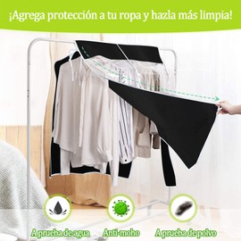 Rrotector de Ropa Colgante, Funda Protectora para Ropa con Cinta y Correa Mágicas,Transpirable Reutilizable de Ropa Colgante para Trajes, Ideal para Abrigos, Vestidos, Trajes,Chaqueta y Ropa Más Larga
