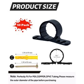 50 Pcs 3/4 Inch Pipe Support Clamp, Heavy-Duty Pex Clamps, Pex Mounting Brackets, Pipe Holder Clamps for Pex, Copper, CPVC Tubing