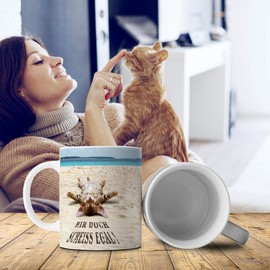 TRIOSK Tasse Katze lustig mit Spruch Scheiss Egal Katzenmotiv Geschenk für Katzenliebhaber Arbeit Büro Frauen Freundin Kollegin, Keramik 300ml