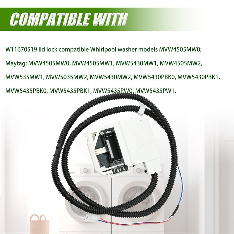 AGradify W11368616 W11670519 Washer Lid Lock Latch Assembly Compatible with