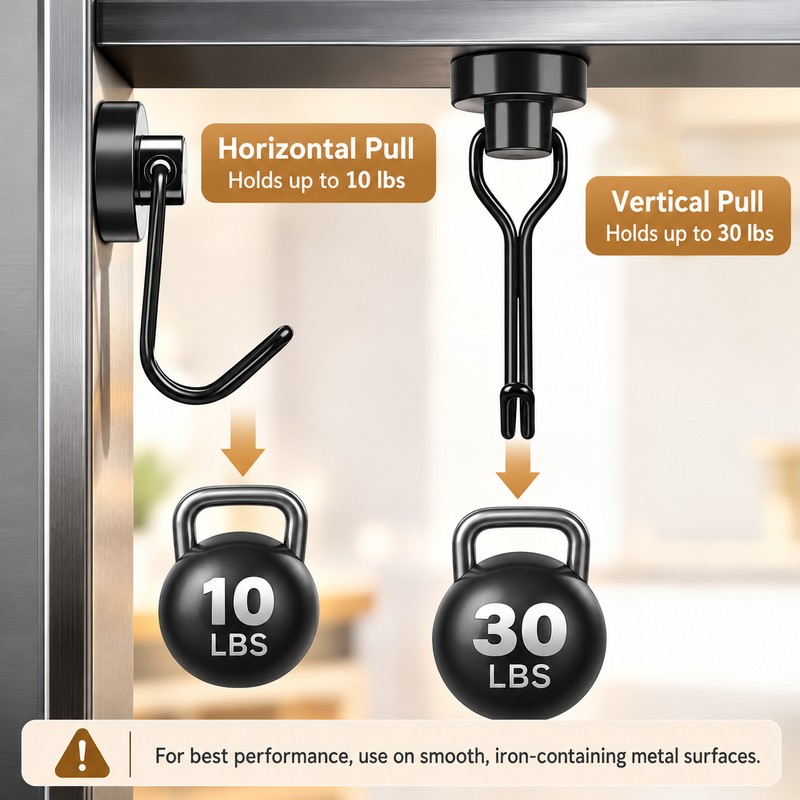 Magnetic Hooks 6-Pack for Home Organization – Swivel Swing Design