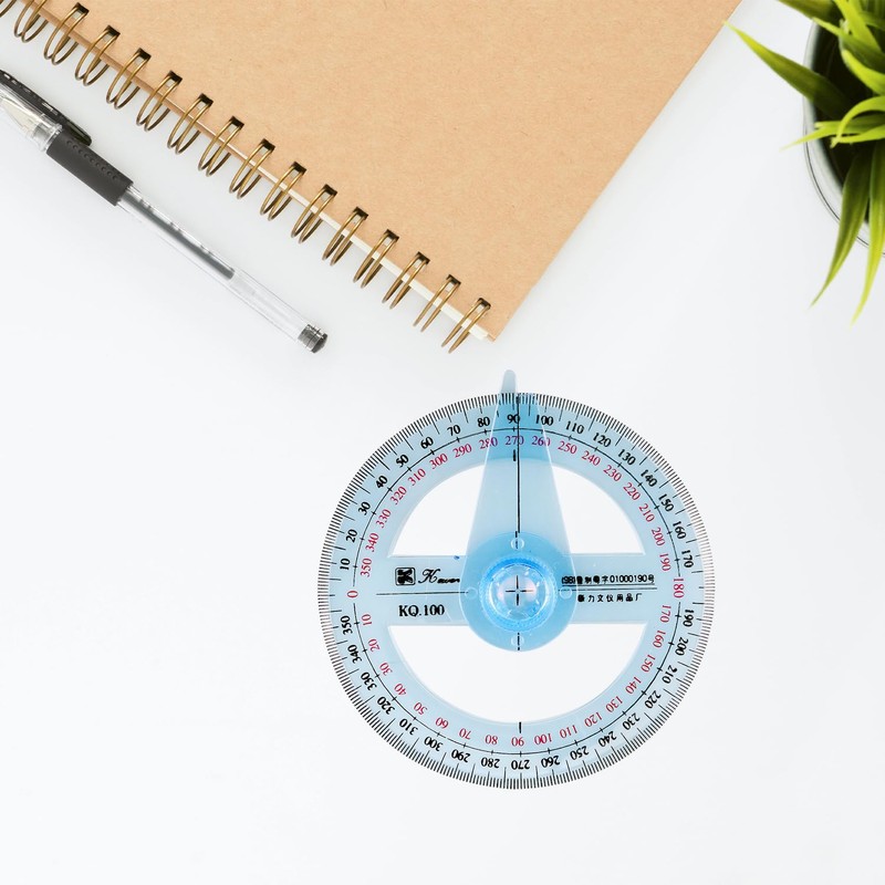 Bojueshaw 2pcs 360 Degree Protractor,Plastic Circle Protractor Angle Measure Ruler,12cm