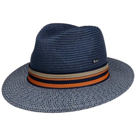 Lipodo Corinaldo Bogart Straw Hat - Multicoloured Design - Made in Italy - Hat for Men - Spring/Summer - Airy Sun Hat, darkblue