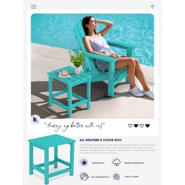 KINGYES Adirondack Outdoor Side Table, Aruba Blue