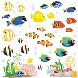 DECOWALL DS-8035 Coral Reef Fish (Small) Kids Wall Stickers Decals Peel and Stick Removable for Nursery Bedroom Living Room Art murals Decorations