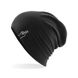 Huuraa Beanie K-Pop Finger Heart Unisex Hat with Motif for Korean Pop Fans Gift Idea for Friends and Family, black
