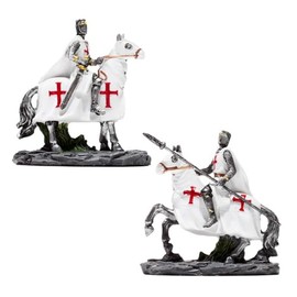 Puckator Crusader Knight on Horseback Protector - Medieval Knight Knights Toys Toy Figures Figurines Home Decor Decoration - Knights of The Past - Templar Miniature Action Figures - Resin Ornament