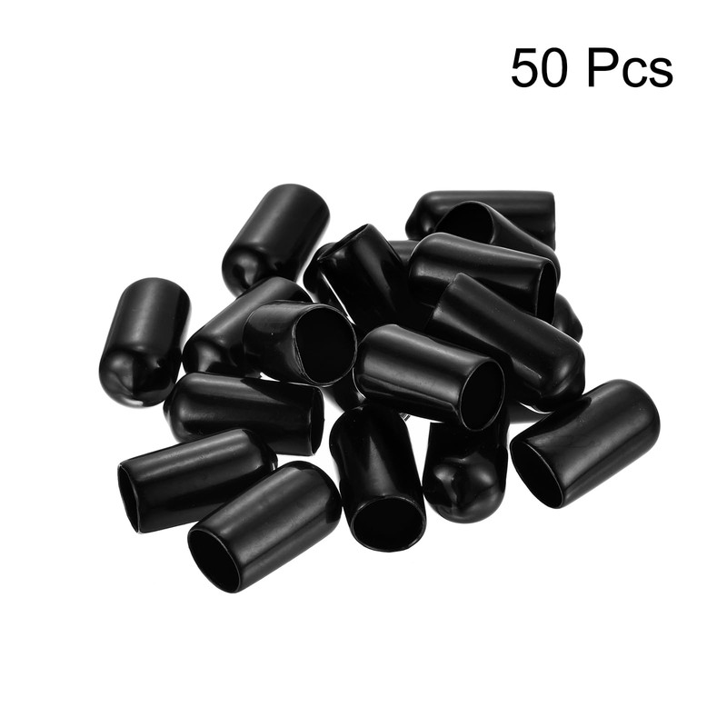sourcing map 50pcs Round Rubber End Caps 7/16"(10.5mm) Black Vinyl