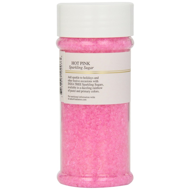 India Tree Hot Pink Sparkling Sugar, 7.5 oz (Pack of
