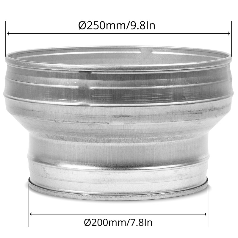 10" to 8" Inch Ventilation Duct Reducer - Galvanized Steel