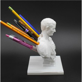 LuckyVin 1PC 3D PRINTED Julius Caesar, Desk Pen Holder, Plant Based PLA Plastic, Creative Furniture Decoration Birthday Gift, Office School Supplies,White