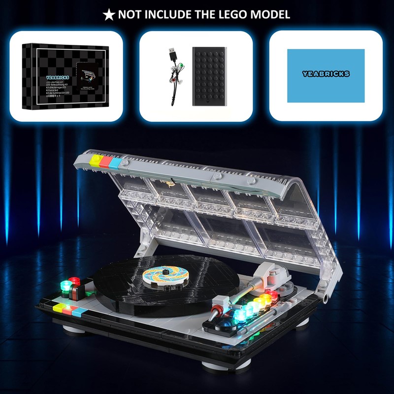 YEABRICKS LED Licht für 40699 Retro-Plattenspieler Bausteine Modell (Bausteine Set