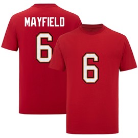 Baker Mayfield RED 6# for Mens/Womens/Youth Football T-Shirt No Brand/Logos 100% Cotton