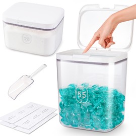Large Capacity Laundry Powder Container With Pop-Up Lid, 5.5L and 2.8L Detergent Holder for Laundry Pods and Airtight Dishwasher Pod, Storage Container for Dry Food, Rice Flour with Scoop