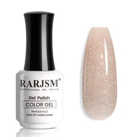 RARJSM Nude Glitter Gel Nail Polish Cashmere Brown Iridescent Shimmery Jelly Gel Polish Neutral Color Skin Tone 15ml Sparkle Rainbow Pigment Gel Soak off UV LED Cured for Home Salon DIY Nail Art