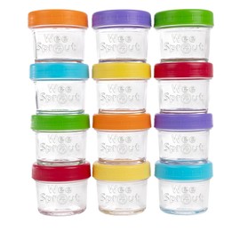 WeeSprout Glass Baby Food Storage Jars - 12 Set, 4 oz Baby Food Jars with Plastic Lids, Freezer Storage, Reusable Small Glass Baby Food Containers, Microwave & Dishwasher Safe, for Infant & Baby Food