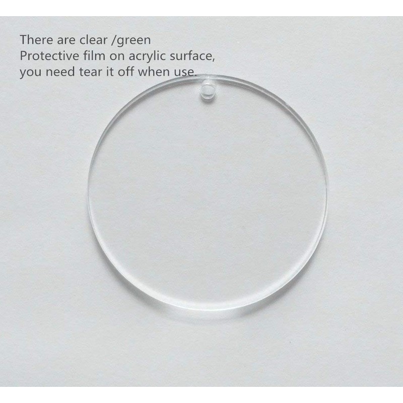 15 Pieces Clear Blank Acrylic Keyrings with Round Circle Acrylic