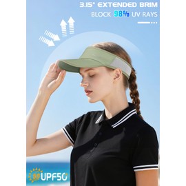 GXCROR UPF 50+ Sun Visor Hat Men Women, Lightweight Breathable Quick Dry Sports Sun Cap for Tennis Running Golf Travel