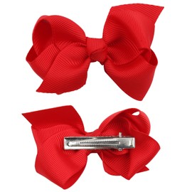 2PCS Red Hair Bow Clips, Red Hair Bows Hair Accessories, 3 Inch Cute Hair Barrettes for Women Girls