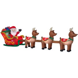 Gemmy Holiday 16ft Lighted Santa and Sleigh airblown Inflatable Christmas Decoration