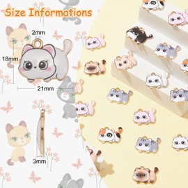 Stiesy 35Pcs 7 Styles Cat Charms Pendants Enamel Colorful Kitten Charms Cute Animal Dangle Charms for DIY Crafts Jewelry Making Gift
