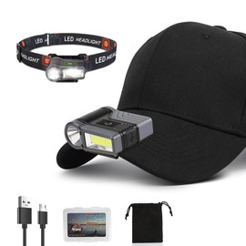 XLENTGEN LED Clip-on Cap Lights USB Rechargeable Hands Free Hat Light with Motion Sensor, 175° Adjustable Head Lamp IPX6 Waterproof Headlamp Flashlight for Baseball Caps, Camping, Fishing