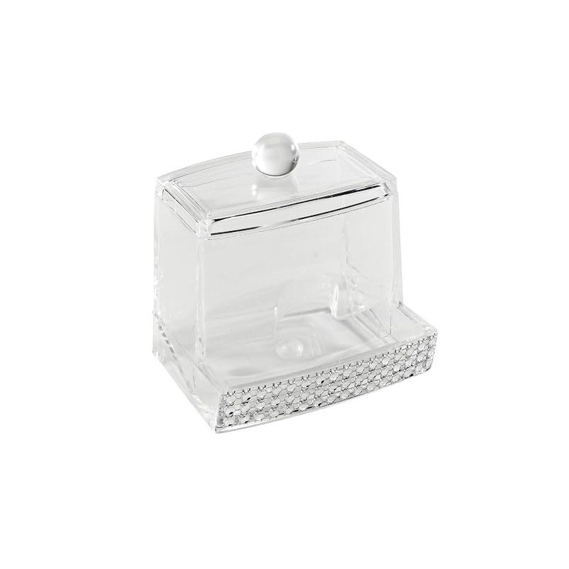 Laura Ashley Q-tip Box in Pave Diamond Design, Super Clear
