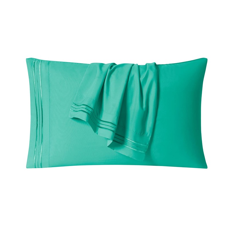 Clara Clark Double Brushed Microfiber Luxury Pillow Covers, Mint Green,