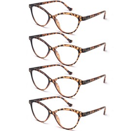 HEEYYOK Women Reading Glasses 4 Pack 3.50 Cateye Readers Glasses Reading Comfort Spring Hinge(4 Pack Color-C2, 3.50, x)