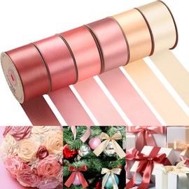 Lyrow 200 Yards Dusty Rose Satin Ribbon 1 1/2 Inch x 6 Rolls Bouquet Accessories Ribbon Eternal Rose Supplies for Flower Bouquet Christmas Gift Wrapping Bows Decorations DIY Crafts Birthday Party
