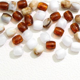 VENOFEN 48PCS Brown Hair Beads for Braids White Locs Dreadlock Beads Accessories Hair Jewelry Making Kit Hair Decoration for Women