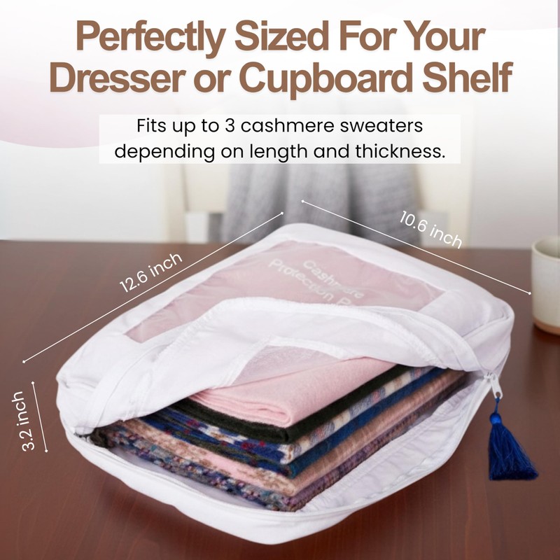 The Cashmere Choice Cashmere Storage Bags for Clothes, Sweaters, Scarves