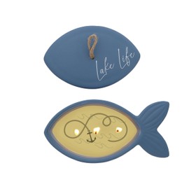 Pavilion Gift Company - Lake Life - Lidded Wax Reveal Secret Suprise Hidden Message 6 oz Jasmine Scented Ceramic Triple Wick Candle Cottage Lake Waterfront Lover