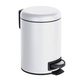 WENKO cosmetics pedal bin Leman, 3 liter, bathroom trash can, small trash can with removable insert, made of painted steel, 17 x 25 x 22.5 cm, matt white